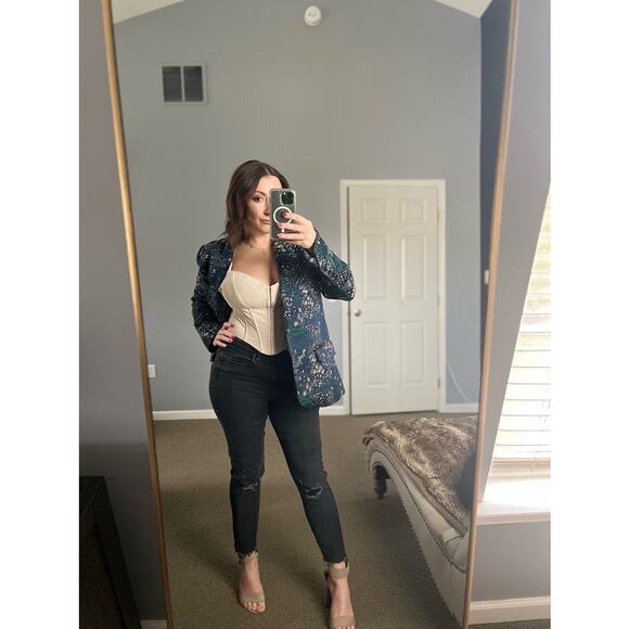 ZADIG & VOLTAIRE Viking Jac Glam Navy Jacquard Blazer Size 42 - Picture 5 of 14